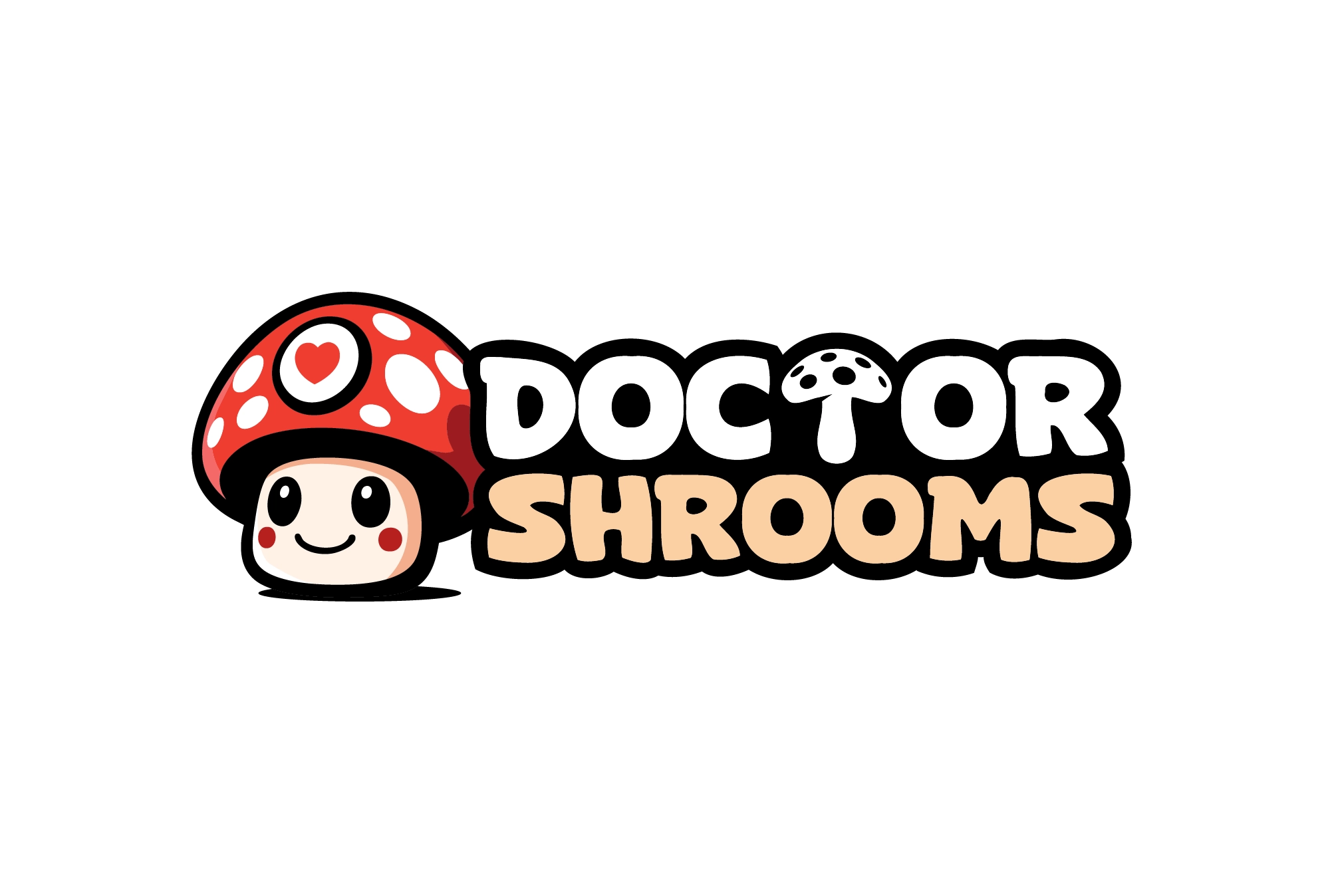 Doctor Shrooms logo - a smiling red toadstool with the wordmark Doctor Shrooms